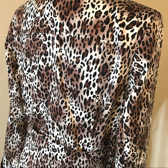 New HELENE BERMAN Leopard Double Breasted Trench Coat XL - Picture 7 of 12